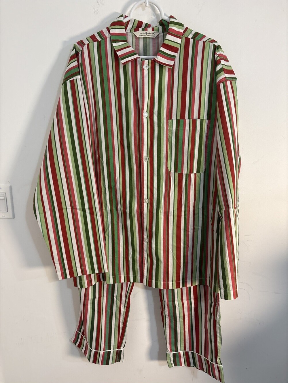 Print Fresh men's pajama Candy Cane Striped Christmas Set Pjs Men’s Medium NWOT